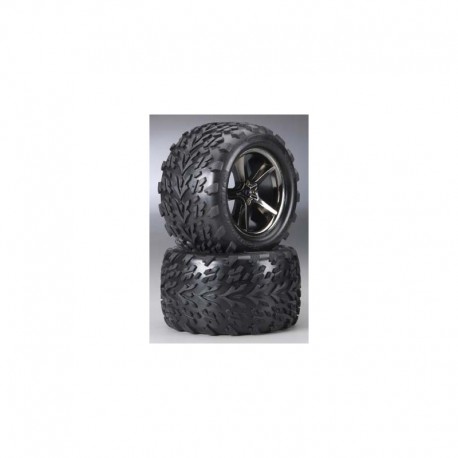 TRAXXAS 5374A - COPPIA GOMME TALON+ CERCHI GEMINI BLACKTRASCINATORE 12MM PERNO 5MM