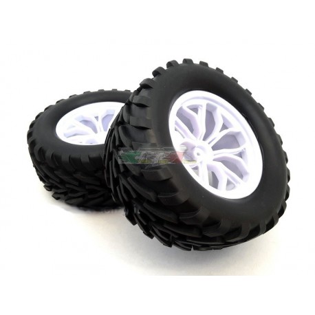VRX RACING - COPPIA GOMME COMPLETE 1/10 MONSTER TRUCK CERCHI BIANCHI