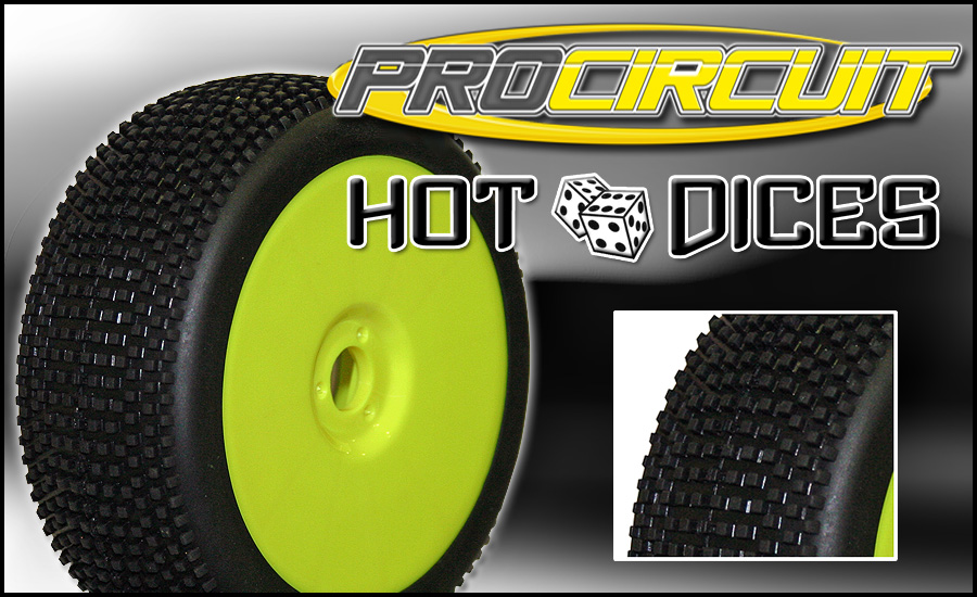 Procircuit Roues Complètes Hot Dice V2 (2) – Pneus C1 Super Soft 1:8 – Jantes Jaune Fluos – Pour RC Offroad Et Argile