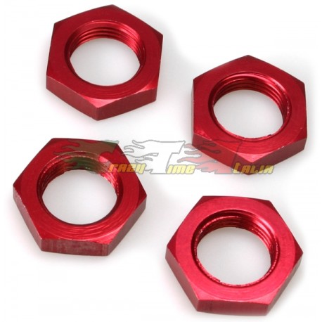 ROBITRONIC R26012R - SET DADI RUOTA 17 mm ESAGONALI APERTI IN ALLUMINIO ROSSI