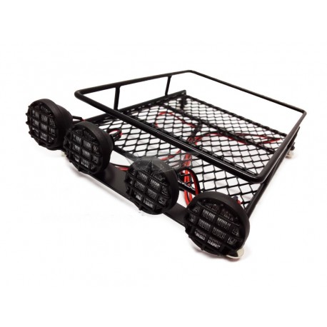 HIMOTO - Portabagagli in metallo per crawler 1/10 1/8 con 4 led luce bianca