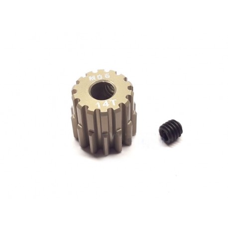 Pignone Rocket 42DP modulo 0.6 14T in alluminio 7075 rivestito in titanio foro da 3.175mm