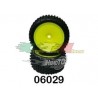 COPPIA GOMME POSTERIORI + CERCHIO GIALLO PER BUGGY 1/10