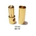 COPPIA CONNETTORI DORATI 5,5MM