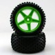 COPPIA GOMME COMPLETE DI CERCHIO A RAGGI VERDE 1/10 OFF-ROAD BUGGY
